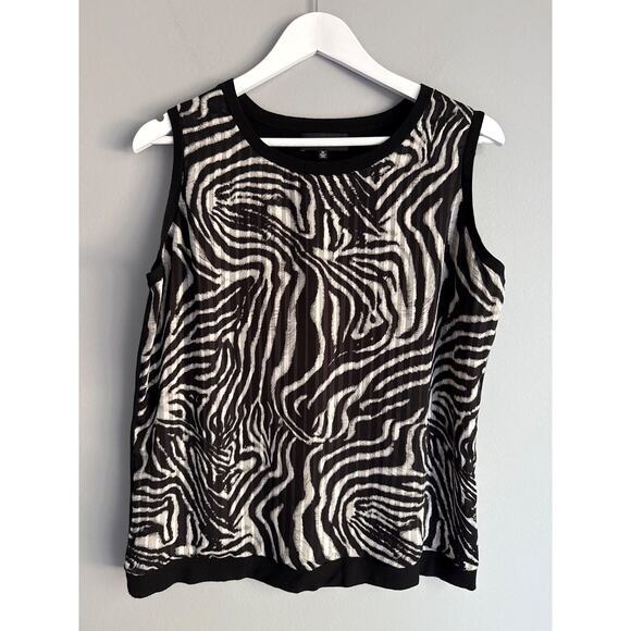 Jones New York Tops - Jones New York Collection Woman Top 0X Plus Size Black Zebra Sleeveless Career